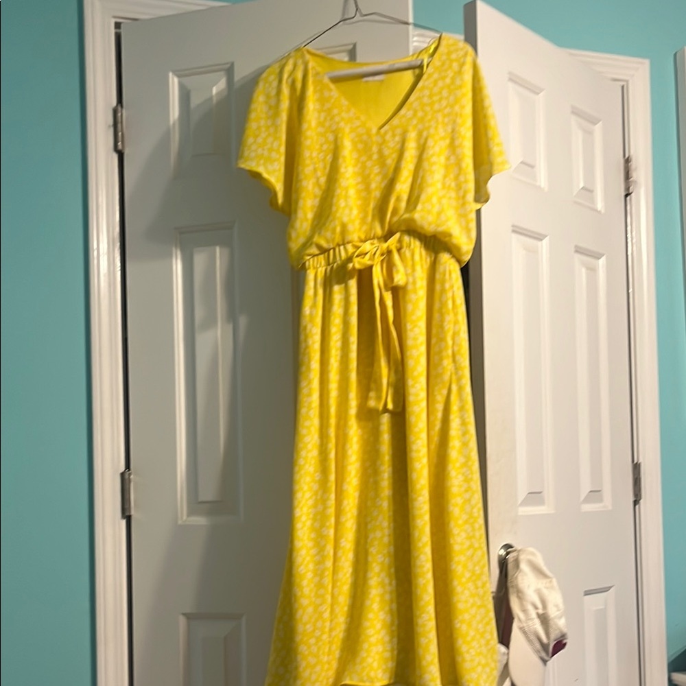 Sienna Sky Yellow Patterned Midi Dress